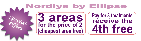 Special Offers -  Nordlys by Ellipse Laser treatments - 3 areas for the price of 2 ( cheapest area free). Pay for 3 treatments and receive the 4 th free